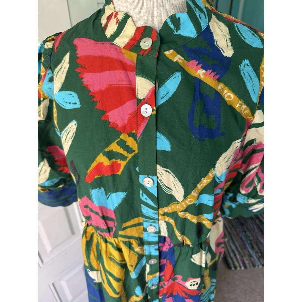 Farm Rio Tropical Cotton Tiered Button Front Maxi Dress L NWOT - Picture 8 of 12
